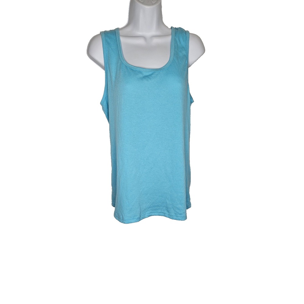 Just Be Women's 1X Blue‎ Sleeveless Stretch Tank Top Casual Basic Plus Size
